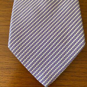 Brioni Men's Silk Tie Lavender/White Diagonal Narrow Stripes